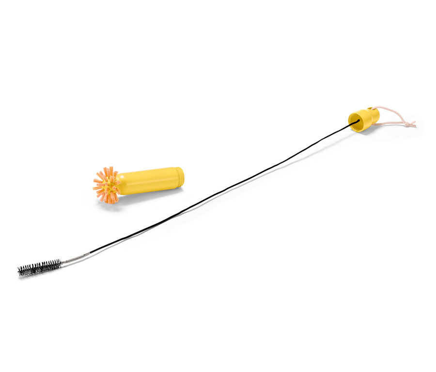 Szczotka do odpływu 2 w 1 z dwiema różnymi nasadkami.