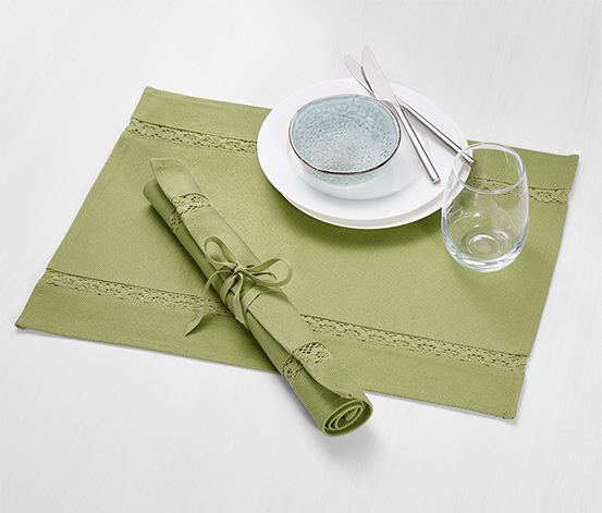 Bawełniane podkładki pod talerze, 2 sztuki, zielone 335720 w Tchibo